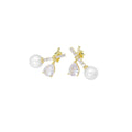 Teardrop White Pearl Cross Stud Earrings, Sku#ZX195