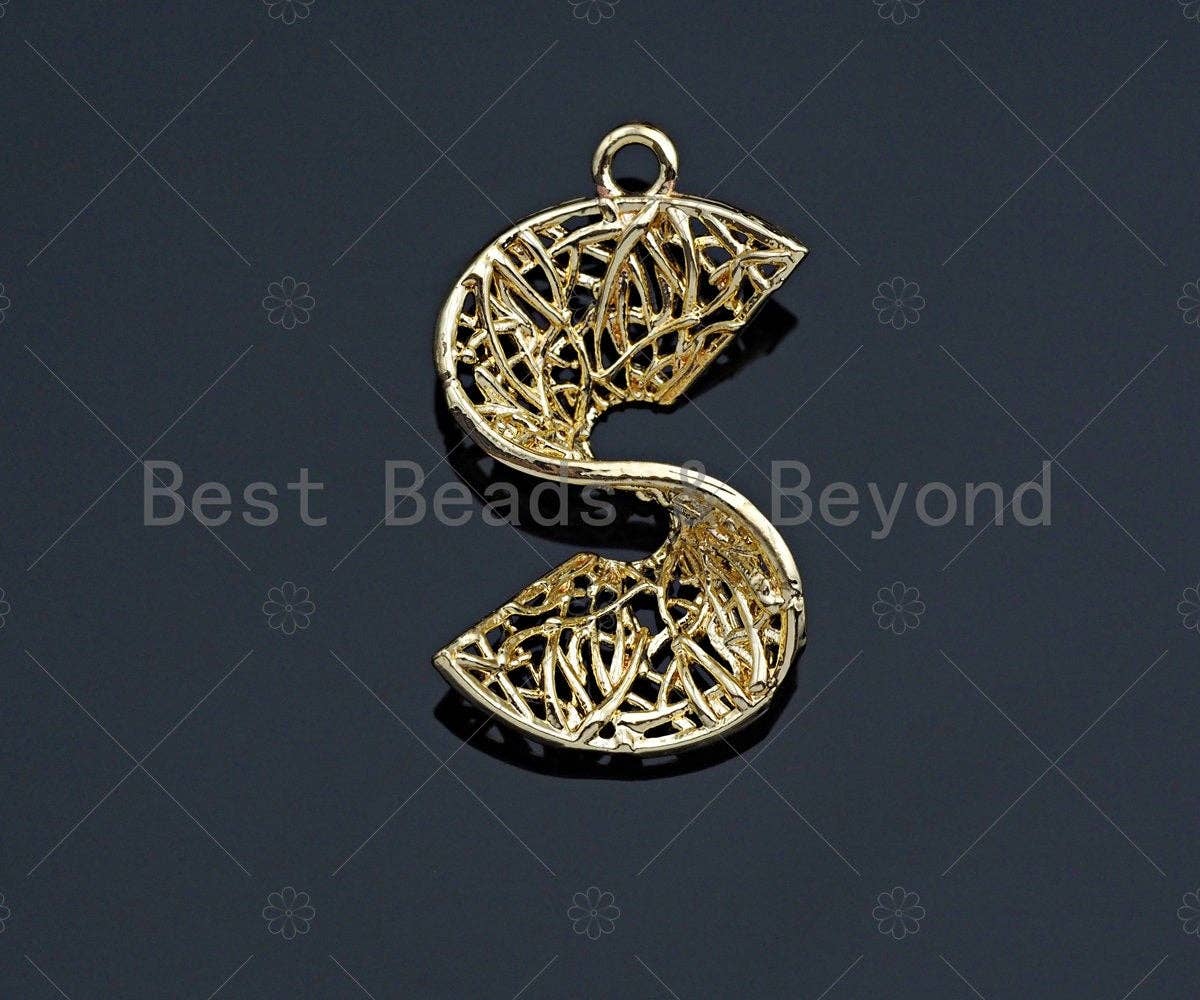 Filigree Gold Lacy Charm, Star/Clover/Cross/Leaf Brushed Gold Twisted Wire Charm Pendants for Earrings necklace making, sku#CP09