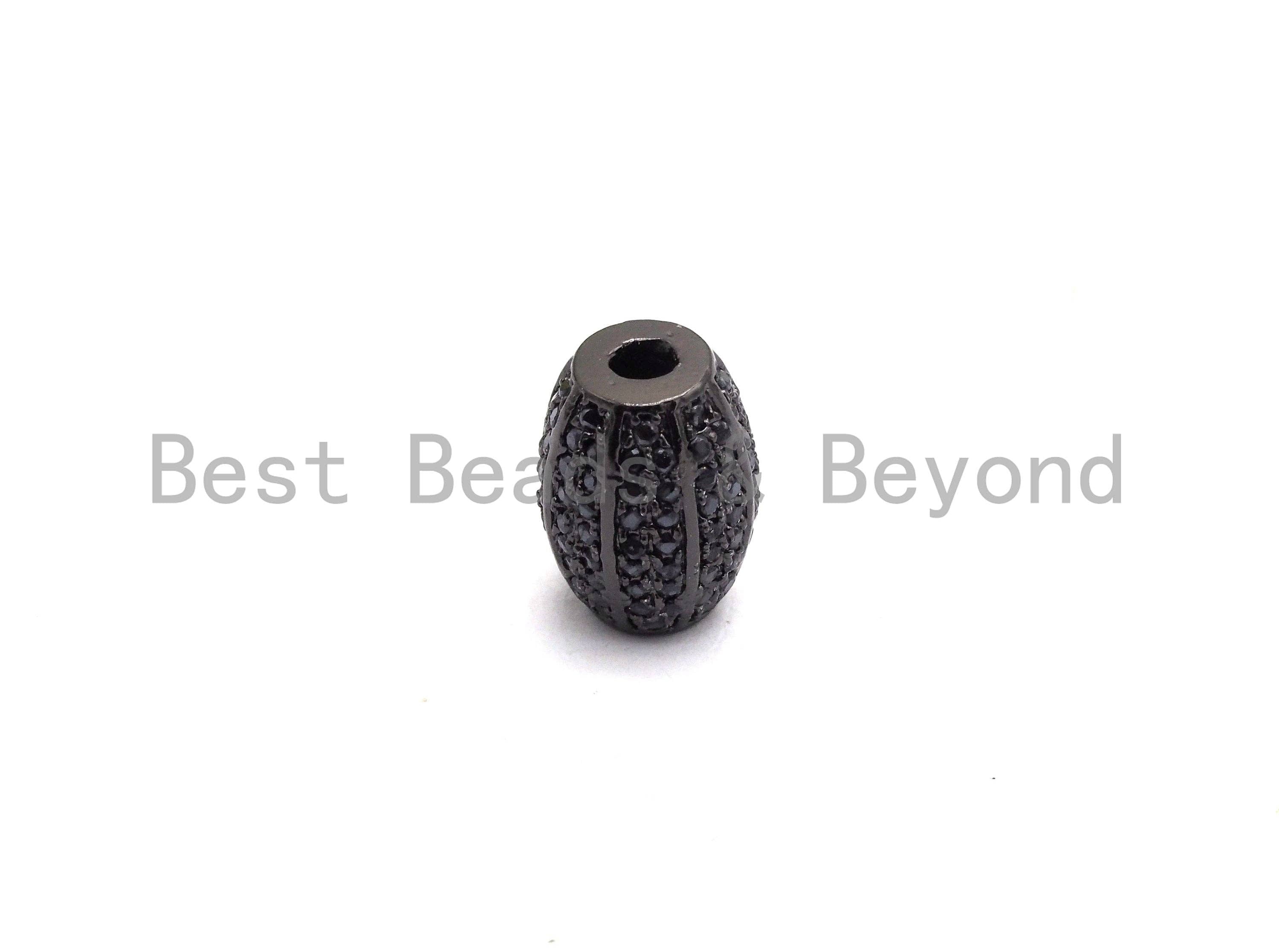 Black CZ Pave On Black Micro Pave Oval Spacer Beads Crystal for Bracelet/Necklace, Cubic Zirconia Beads, 10x13mm, sku#G414