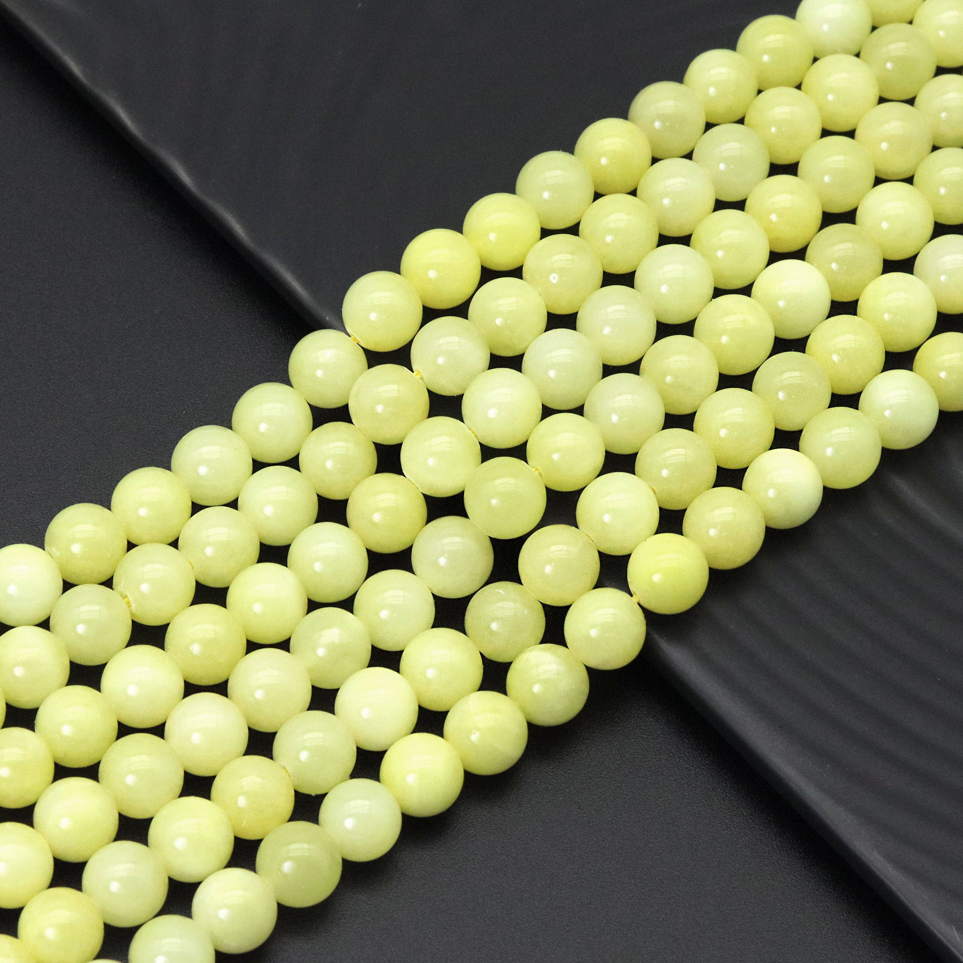 Yellow Jade Round Smooth Beads, Sku#U1853