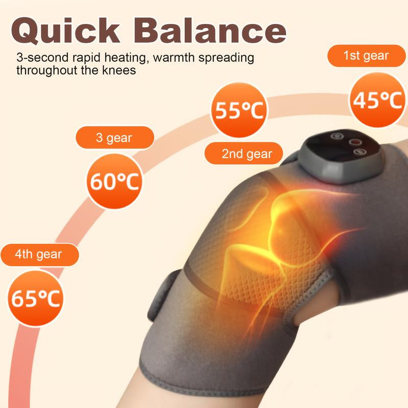 Portable 3-In-1 Heated Knee Massager, Shoulder Heating Pads & Elbow Brace with Vibration, Cordless USB Rechargeable Stress Relief Wrap Adjustable Relaxing