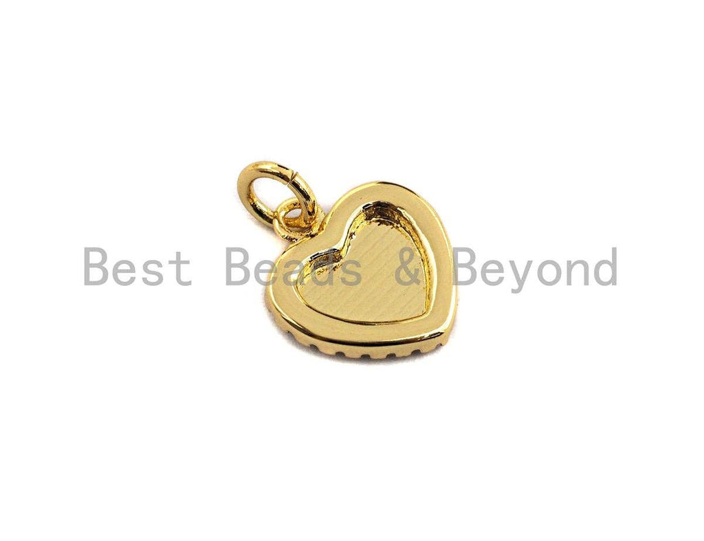 CZ Micro Pave Heart Pendant/Charm, Bracelet Necklace Cubic Zirconia  Heart Pendant Charm, 11x12mm,sku#Z476