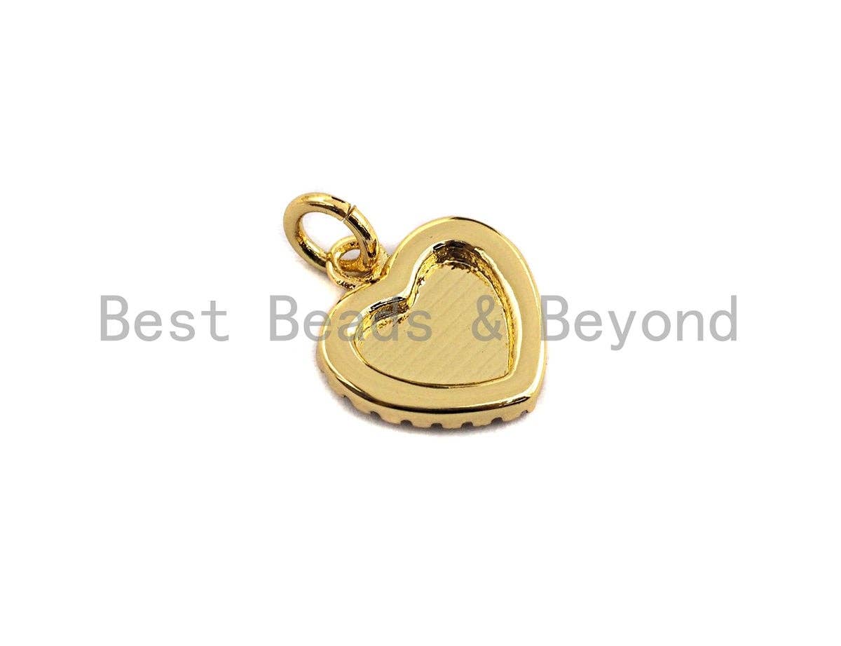 CZ Micro Pave Heart Pendant/Charm, Bracelet Necklace Cubic Zirconia  Heart Pendant Charm, 11x12mm,sku#Z476