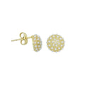 White Pearl Gold Round Shape Stud Earrings, Sku#LX695