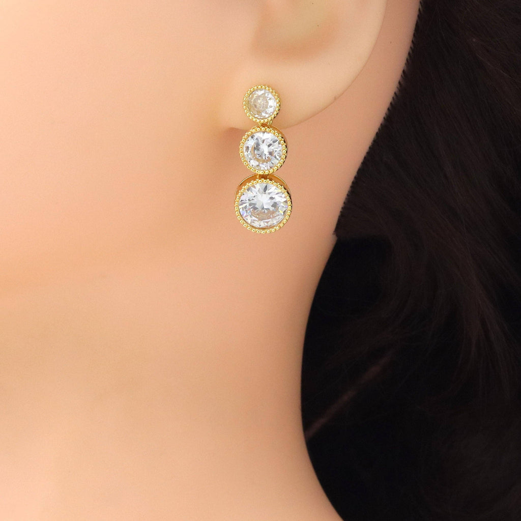 Big Crystal Graduate Round Stud Earrings, Sku#LX709