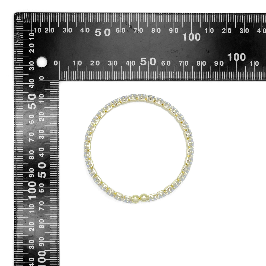 Gold Silver Rectangle CZ Adjustable Bracelet with Ball End, Sku#A443