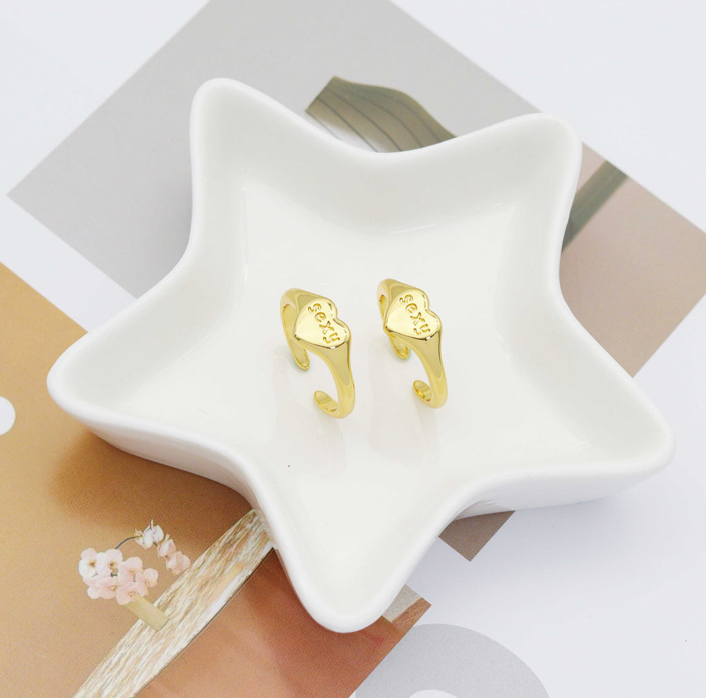 Gold Sexy Word on Heart Shape Open Ring, Sku#O101