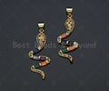 Colorful CZ Micro Pave Snake Shaped Pendant/Charm,Gold Big Cubic Zirconia Pendant Charm,13x33mm,sku#F1269