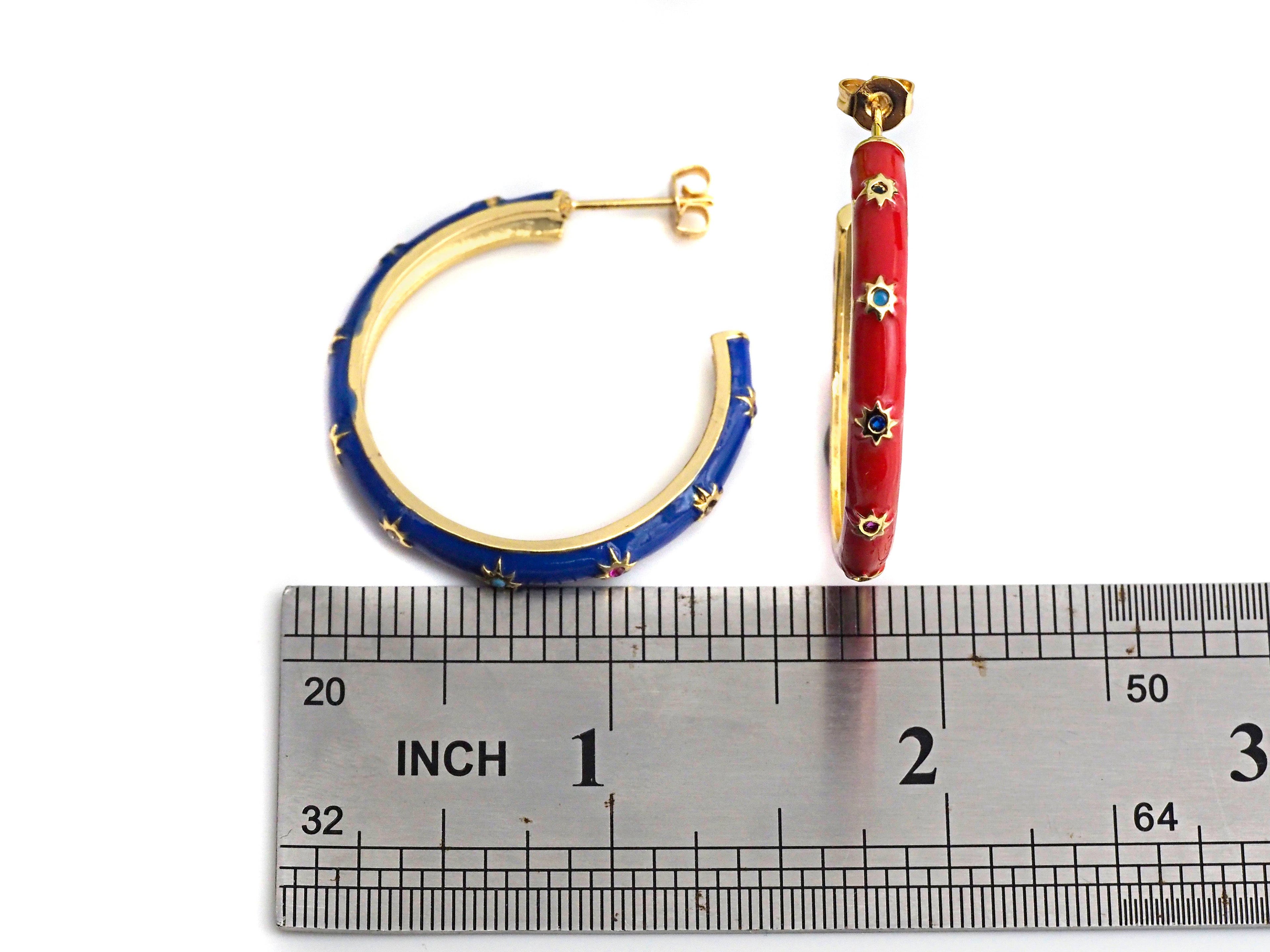 Enamel CZ Around Hoop Earring, sku#J152