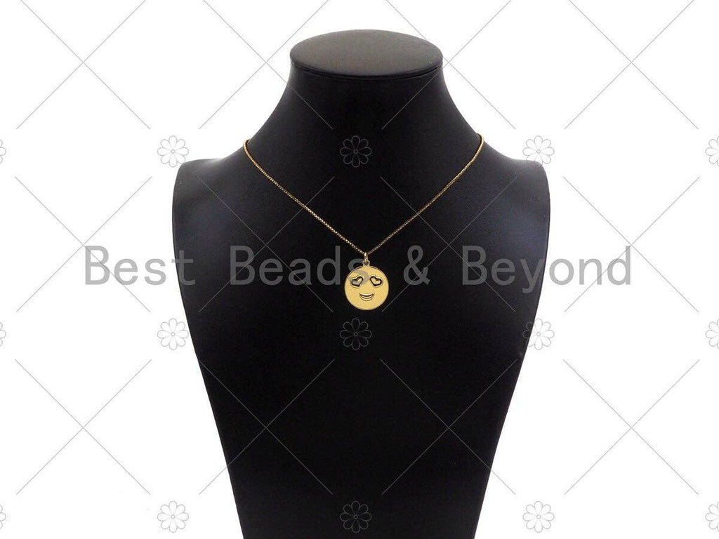 Gold Filled Smiley Face Shape Pendant, 18K Gold Filled Medallion Charm, Necklace Bracelet Charm Pendant, 20x23mm, Sku#Y440