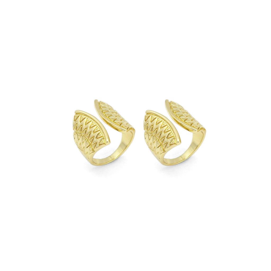 Gold CZ Fan Shape Adjustable Ring, Sku#Y816