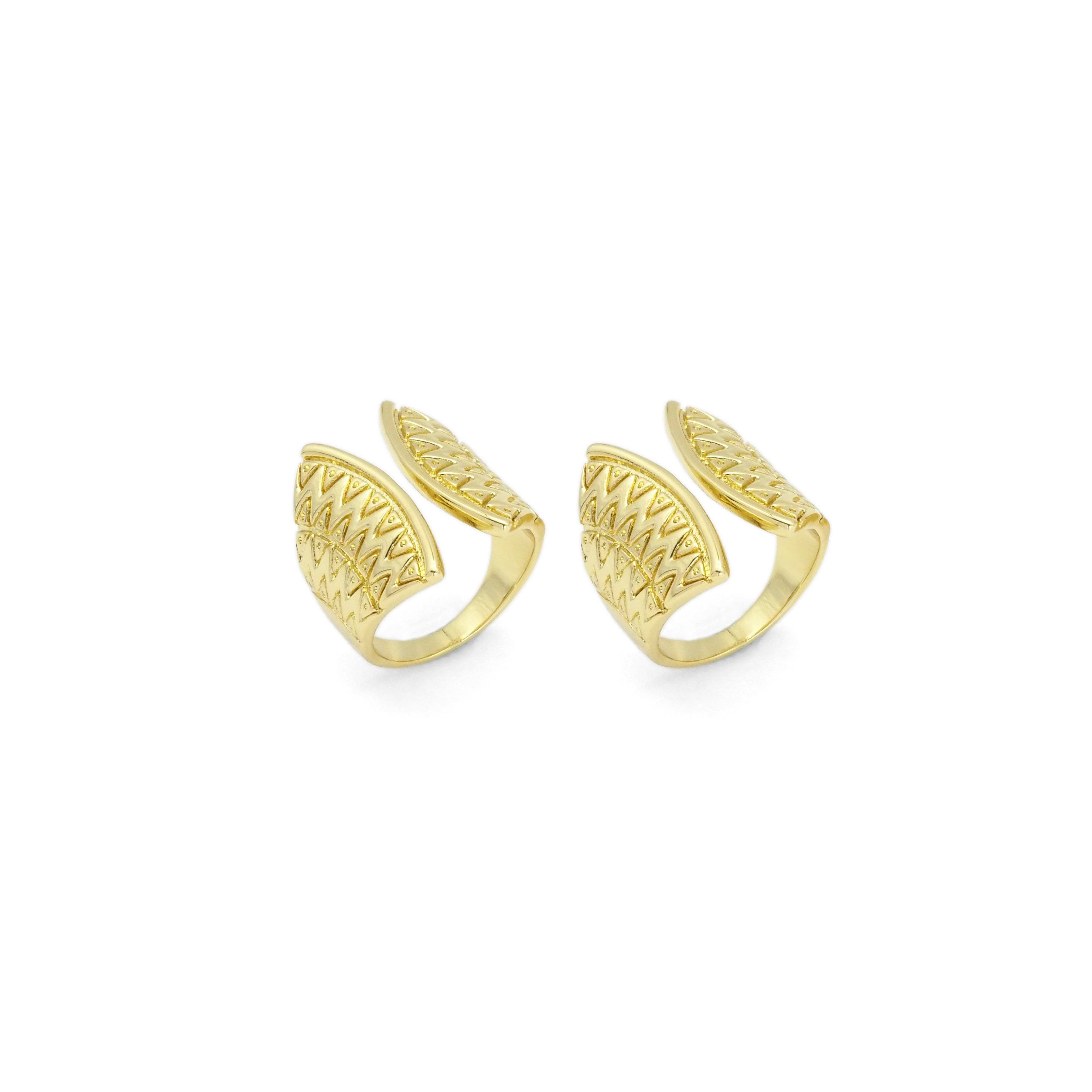 Gold CZ Fan Shape Adjustable Ring, Sku#Y816