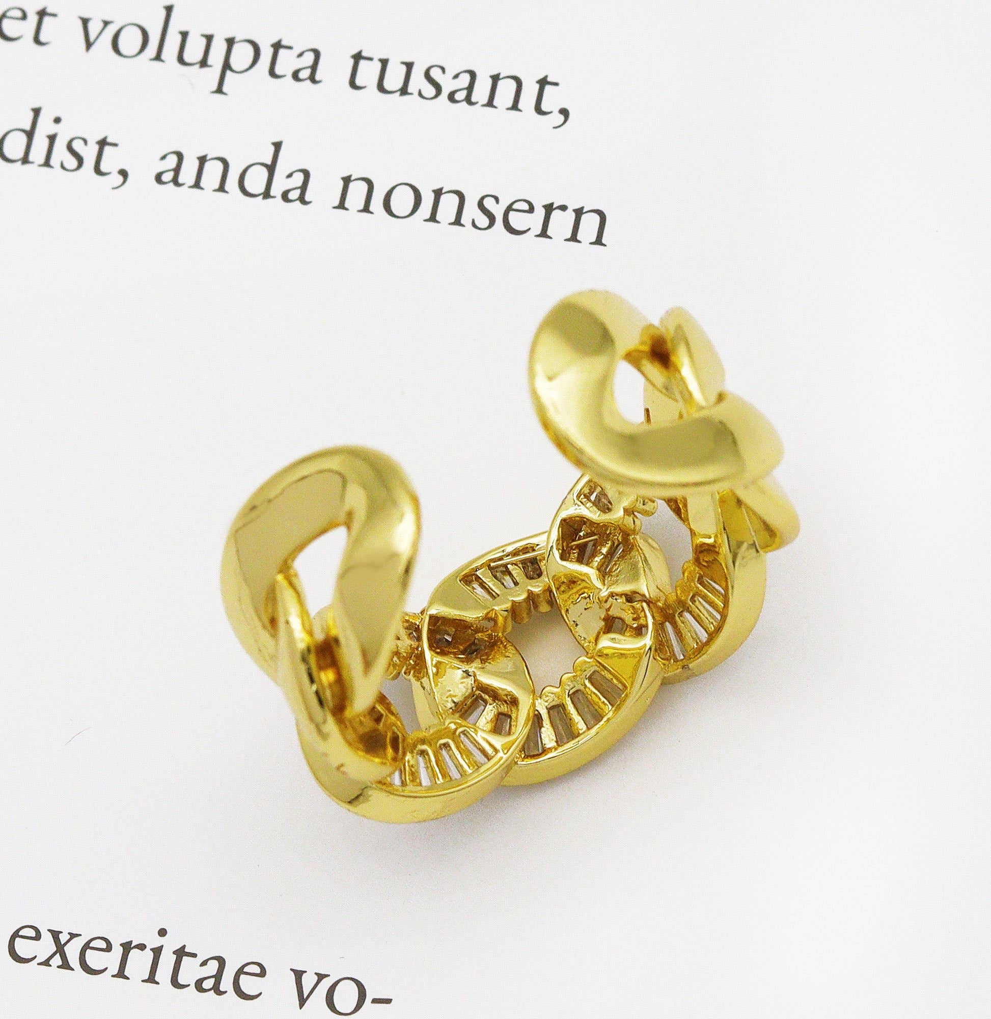 CZ Oval Link Adjustable Ring, Sku#LD238