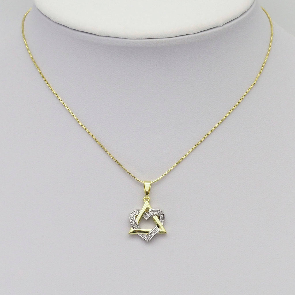 CZ Silver Heart Gold Triangle Charm, Sku#LX307