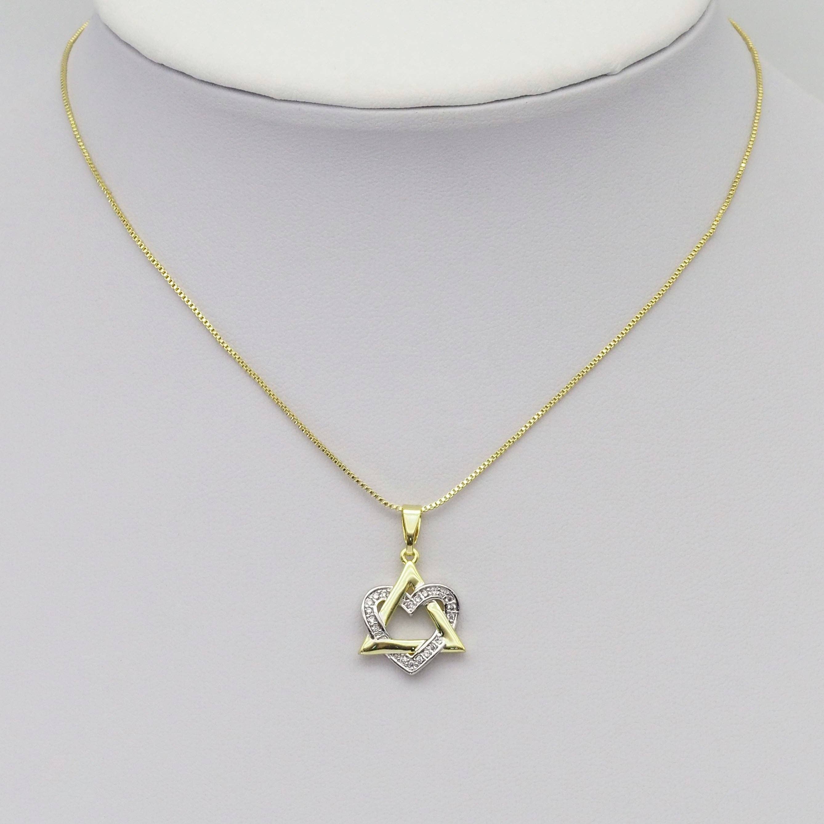 CZ Silver Heart Gold Triangle Charm, Sku#LX307