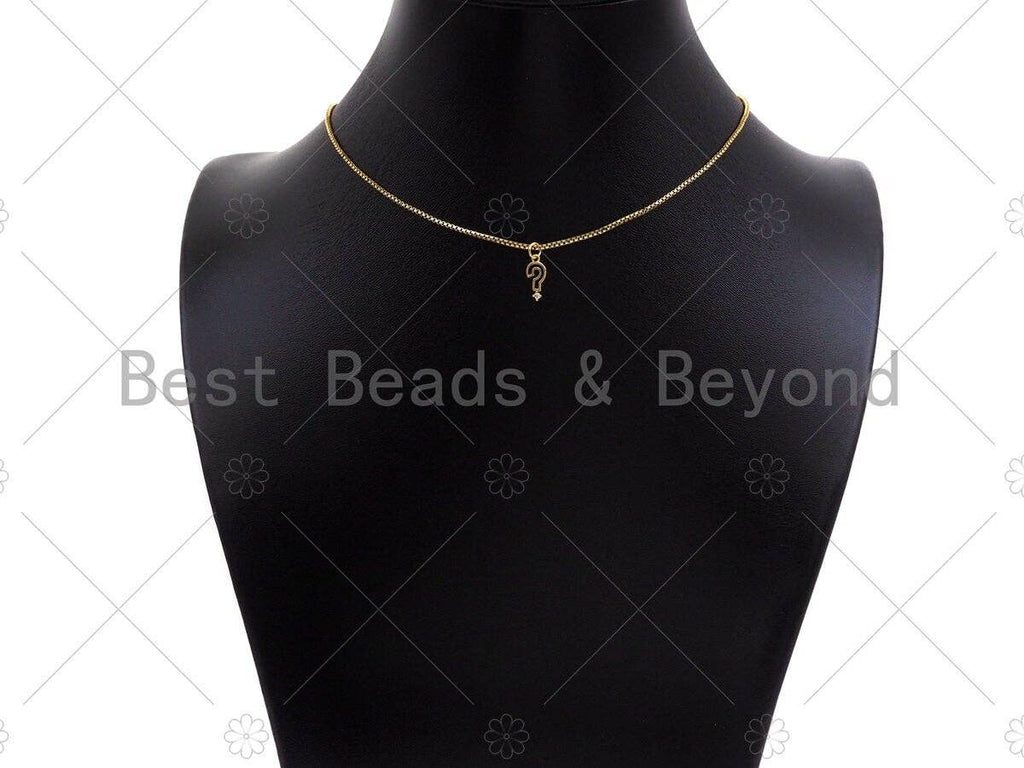 CZ Micro Pave Question Mark Pendant/Charm, Gold/Silver/Rose Gold Bracelet Necklace CZ Pave Pendant Charm, 11x6mm,Sku#Y371