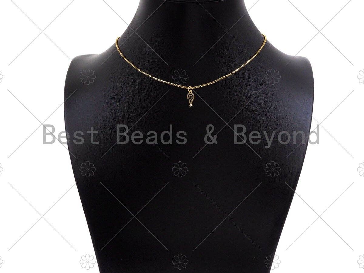 CZ Micro Pave Question Mark Pendant/Charm, Gold/Silver/Rose Gold Bracelet Necklace CZ Pave Pendant Charm, 11x6mm,Sku#Y371