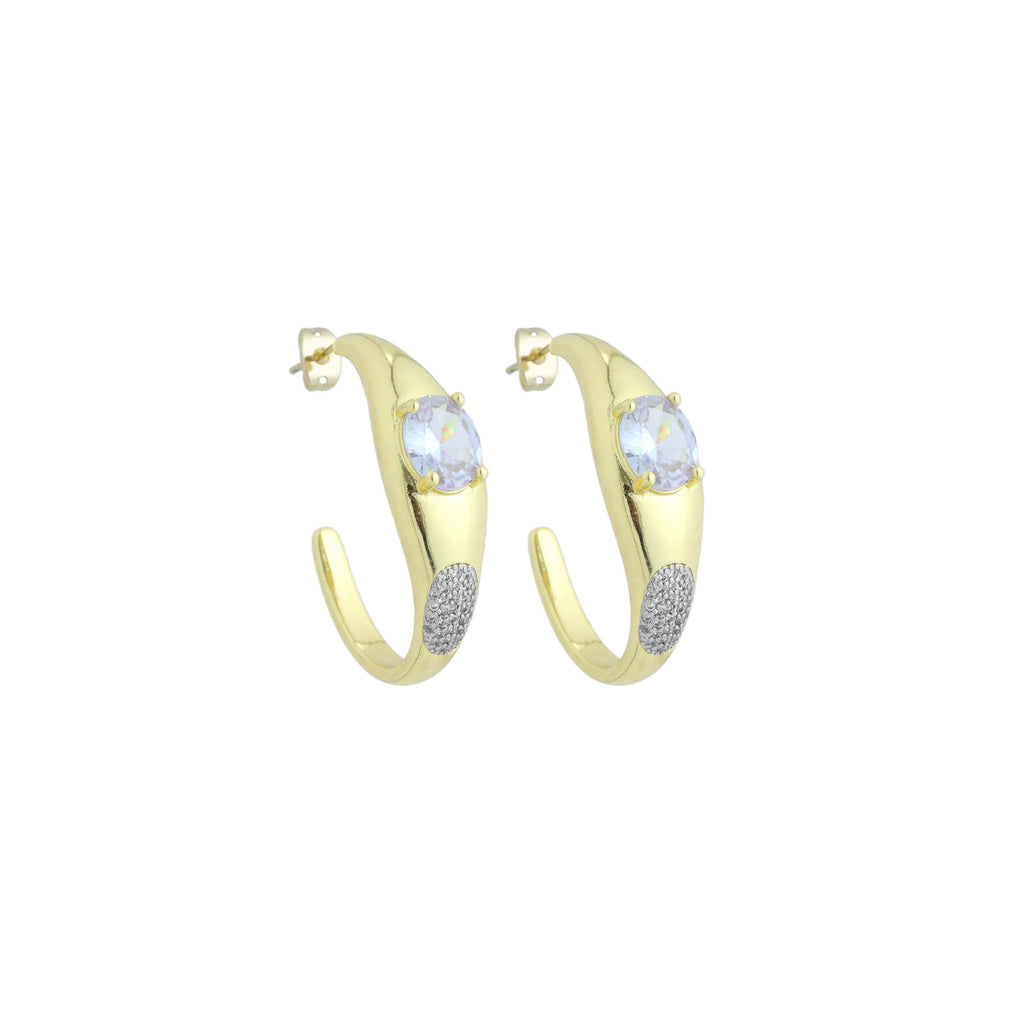 Large oval diamond hoop Earrings with , Sku#LX837