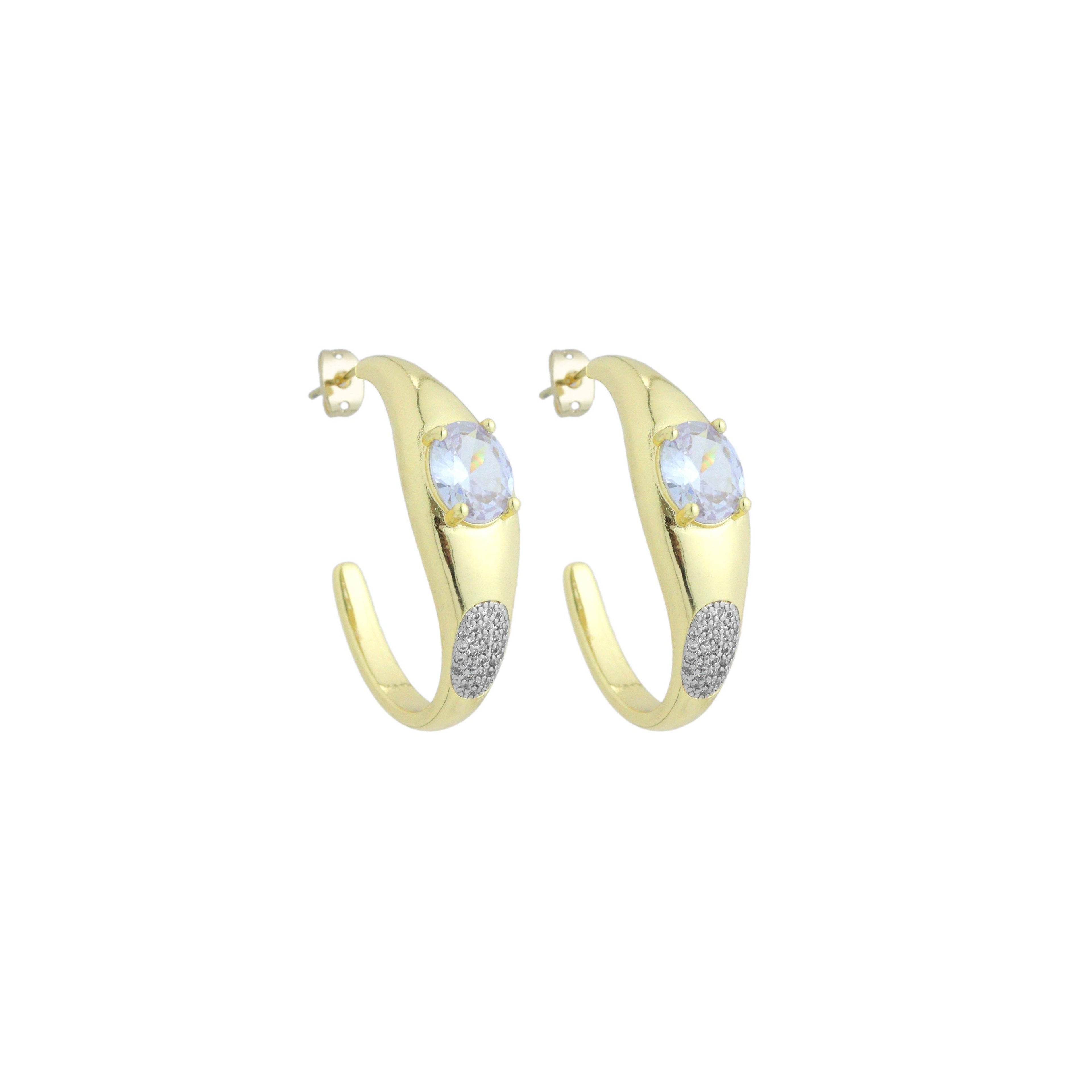 Large oval diamond hoop Earrings with , Sku#LX837