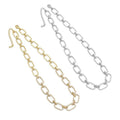 Clear CZ Gold Oval Link Chain Necklace,sku#LX233
