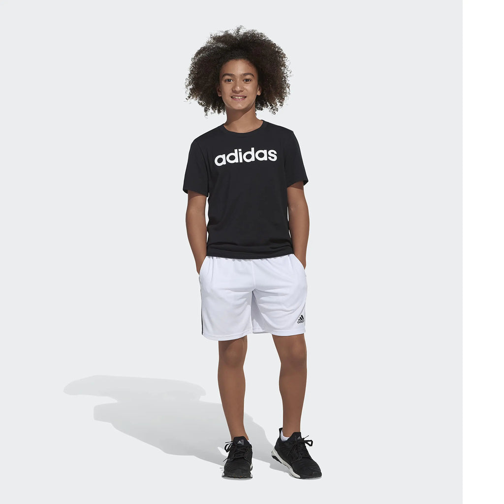 adidas boys Classic 3-stripes Shorts 7 White - # BOAA11610001
