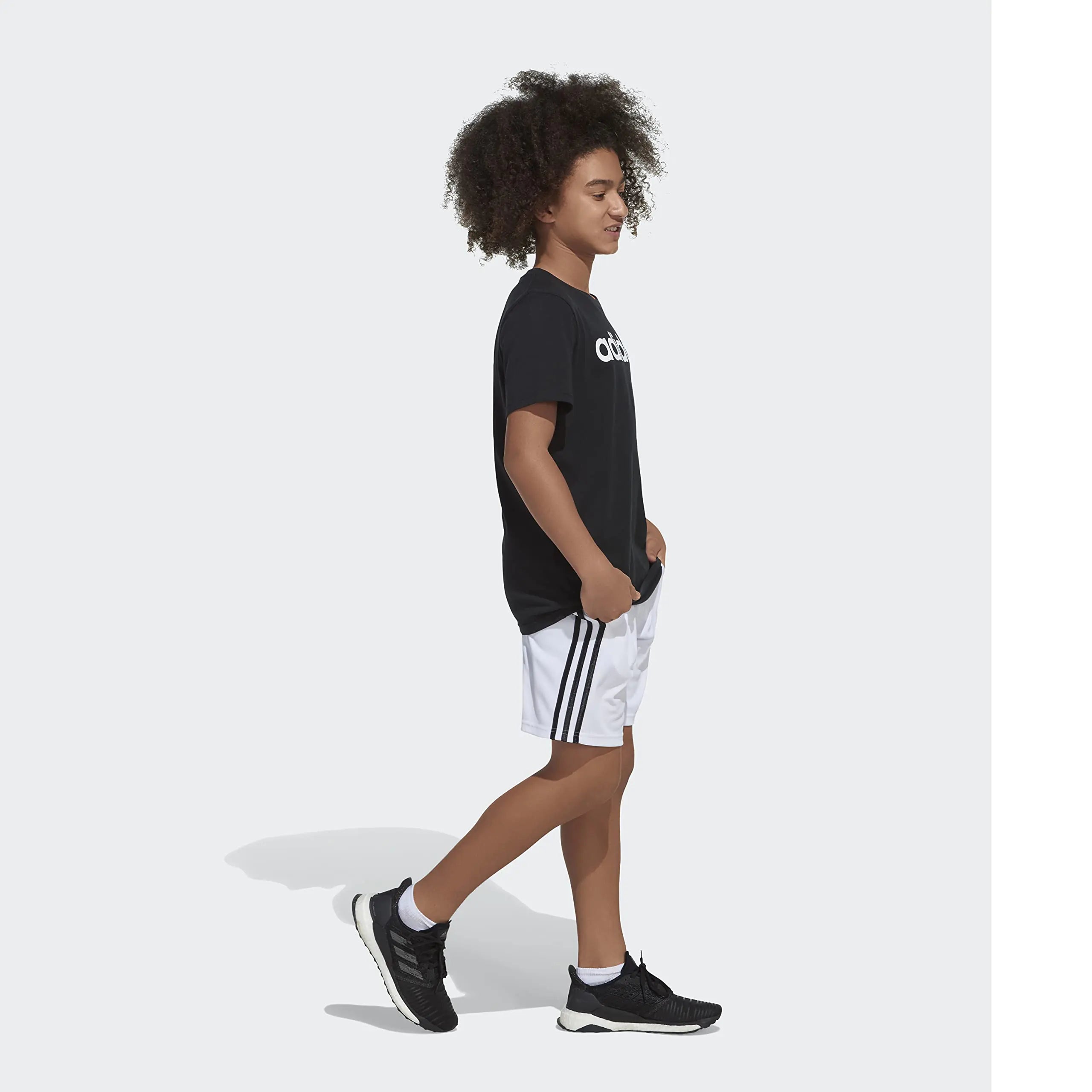 adidas boys Classic 3-stripes Shorts 7 White - # BOAA13610002