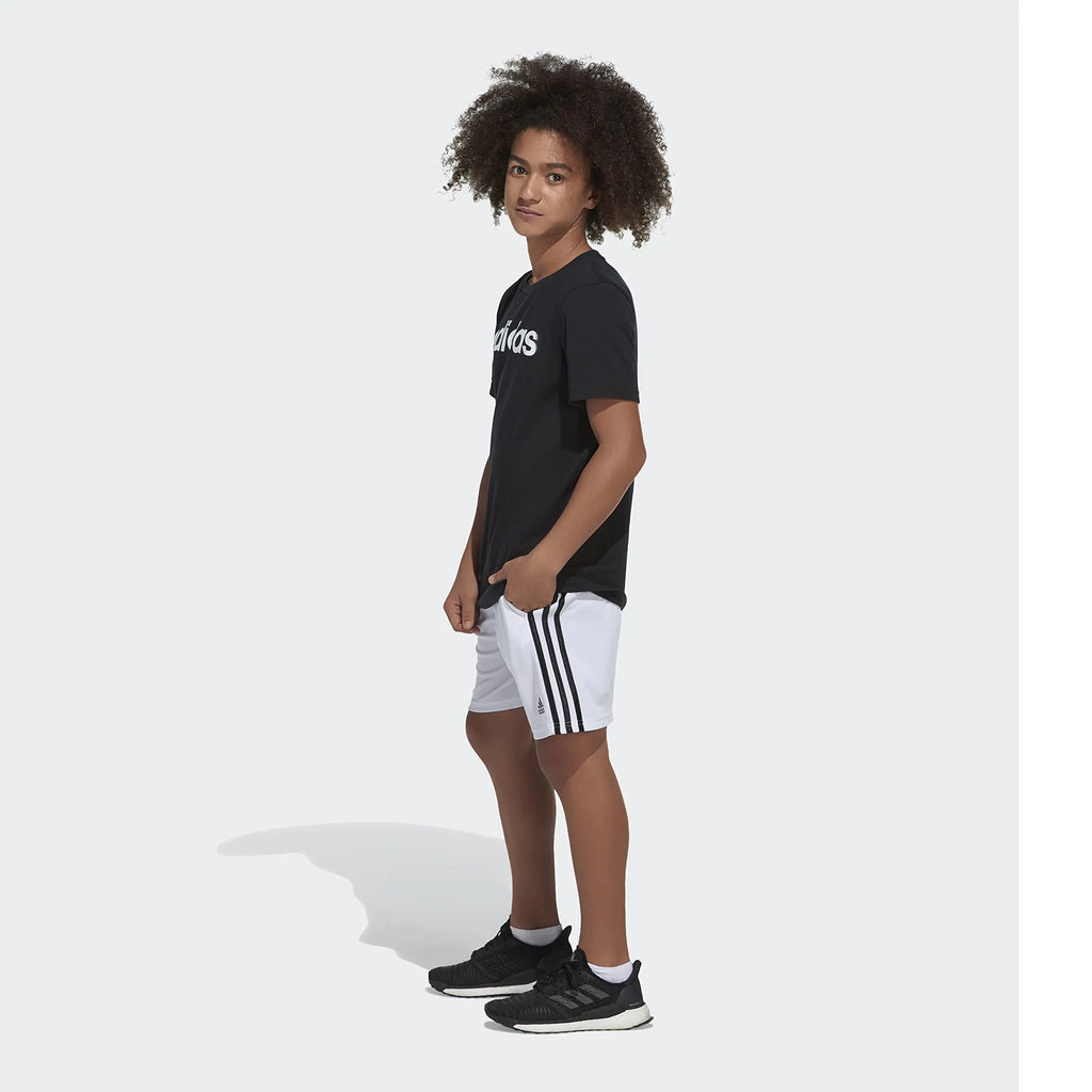 adidas boys Classic 3-stripes Shorts 7 White - # BOAA13610002