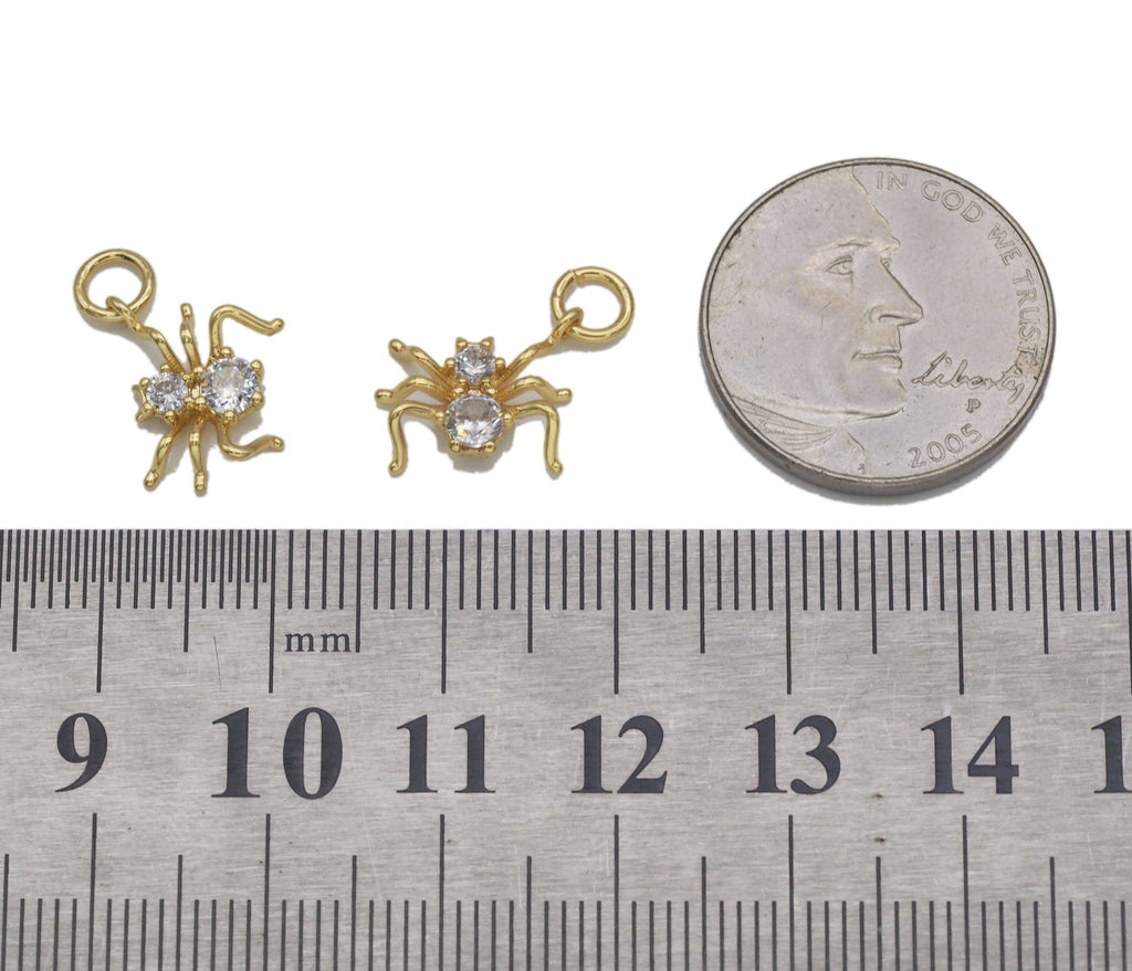 Gold CZ Spider Charm, Sku#B220