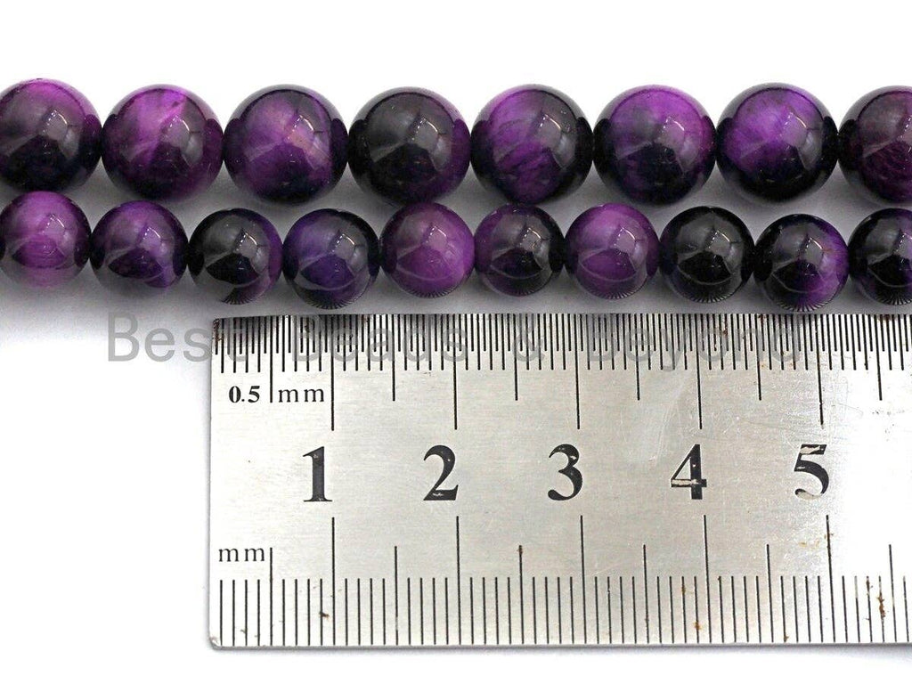 Purple Tiger Eye Attachment Necklace with Large CZ Pave Gunmetal clasp, 16/18 long, sku#D38