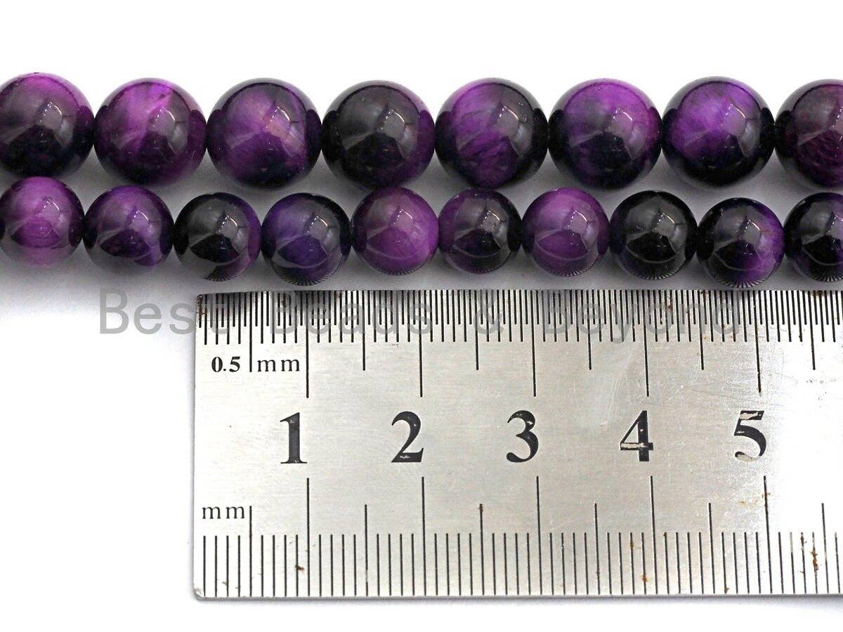 Purple Tiger Eye Attachment Necklace with Large CZ Pave Gunmetal clasp, 16/18 long, sku#D38