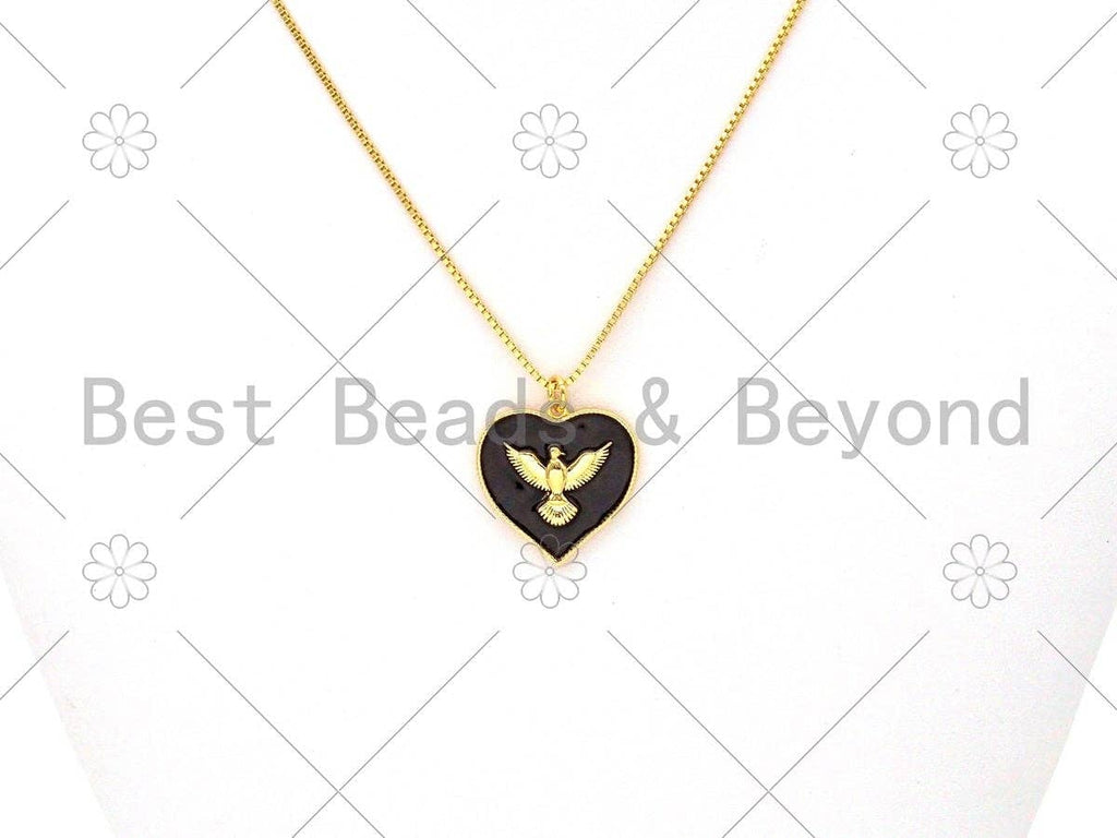 Gold Eagle On Colorful Enamel Heart Shape Pendant,18K gold Filled Heart Shape charm,Enamel Pendant,Enamel Jewelry,23x22mm,sku#L586