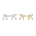 Gold Silver Bow knot Gold Stud Earrings, Sku#LD674