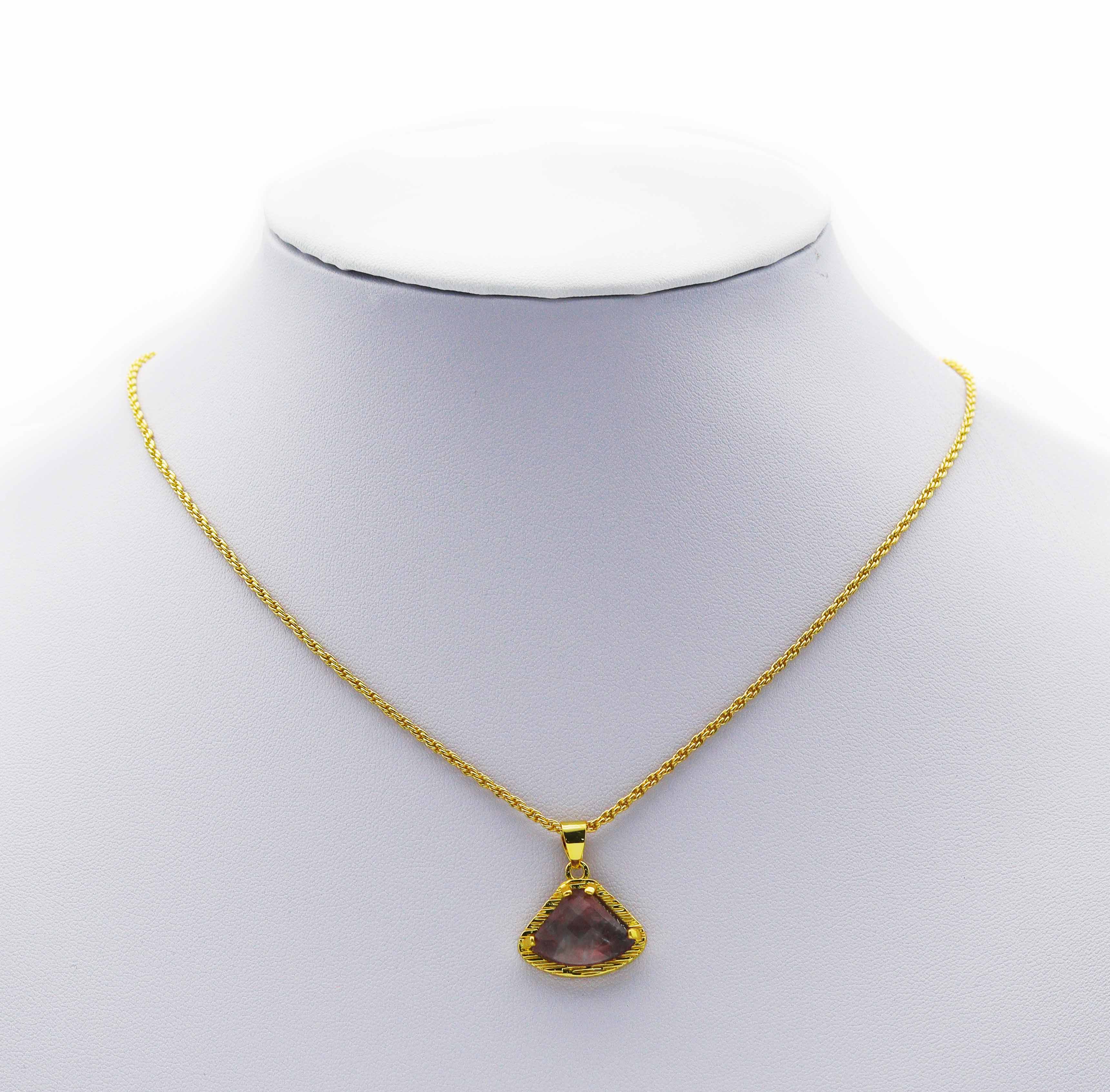 Gemstone Fan shape Charm, Sku#LY10