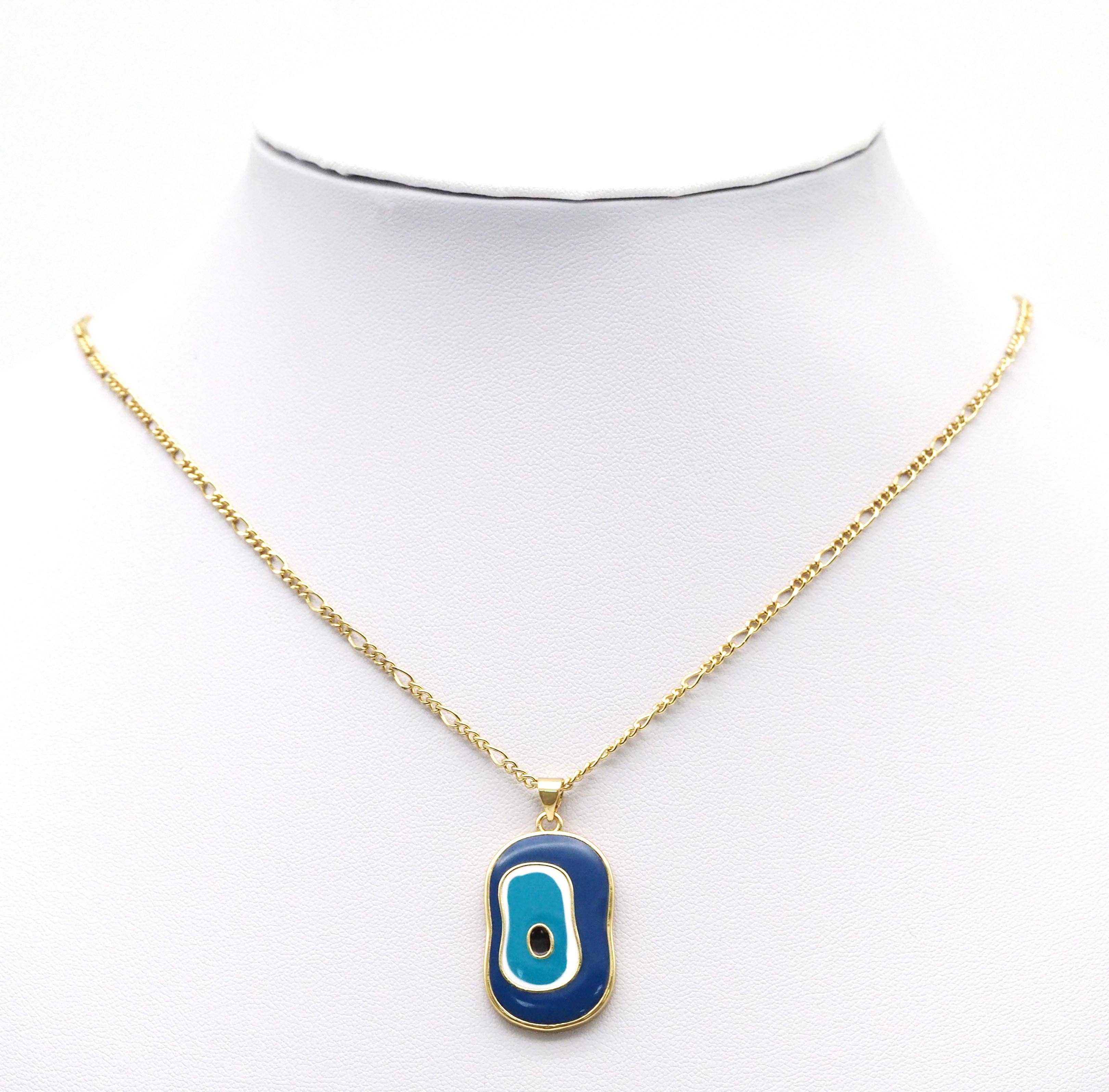 Blue Enamel Evil Eye Puddle Charm, Sku#LK723