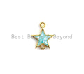 100% Natural Aqua Blue Shell Star Shape Connector, Blue Shell Connector for Bracelet/Necklace Making, Gold/Silver Plated, 11x13mm,SKU#Z297