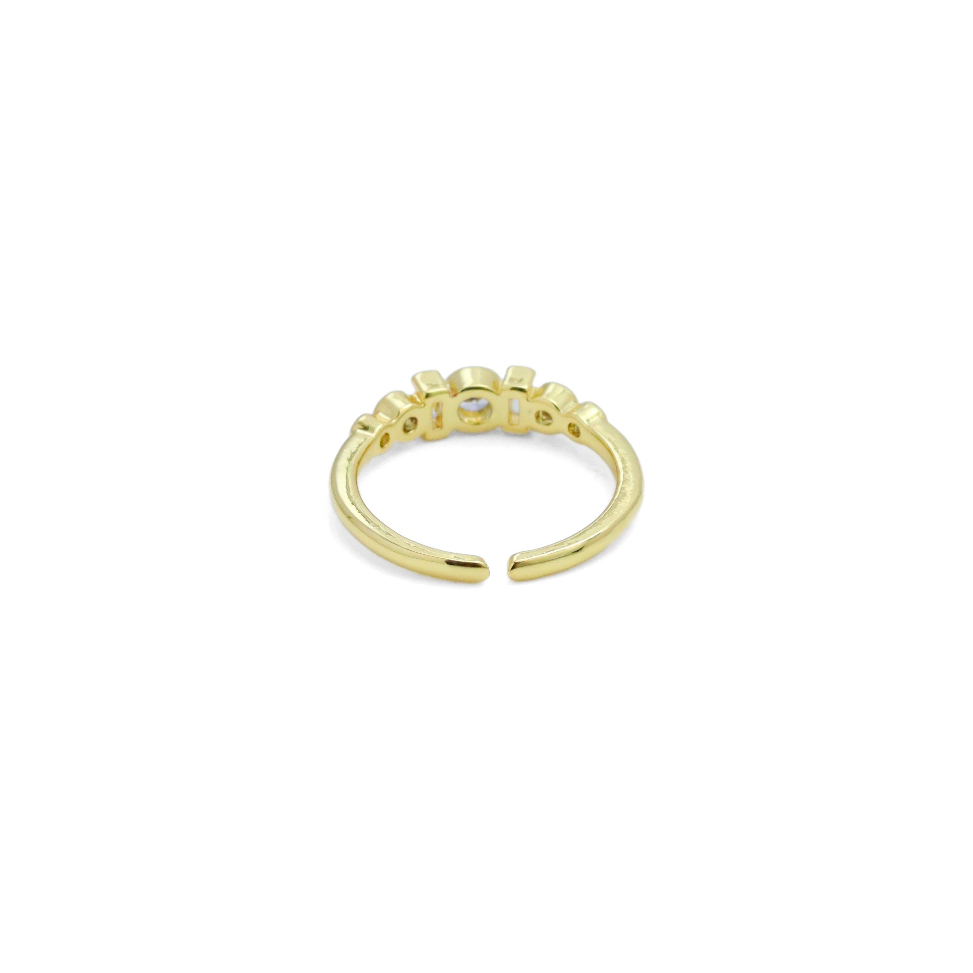Gold Round Rectangle CZ Adjustable Ring, Sku#LD595