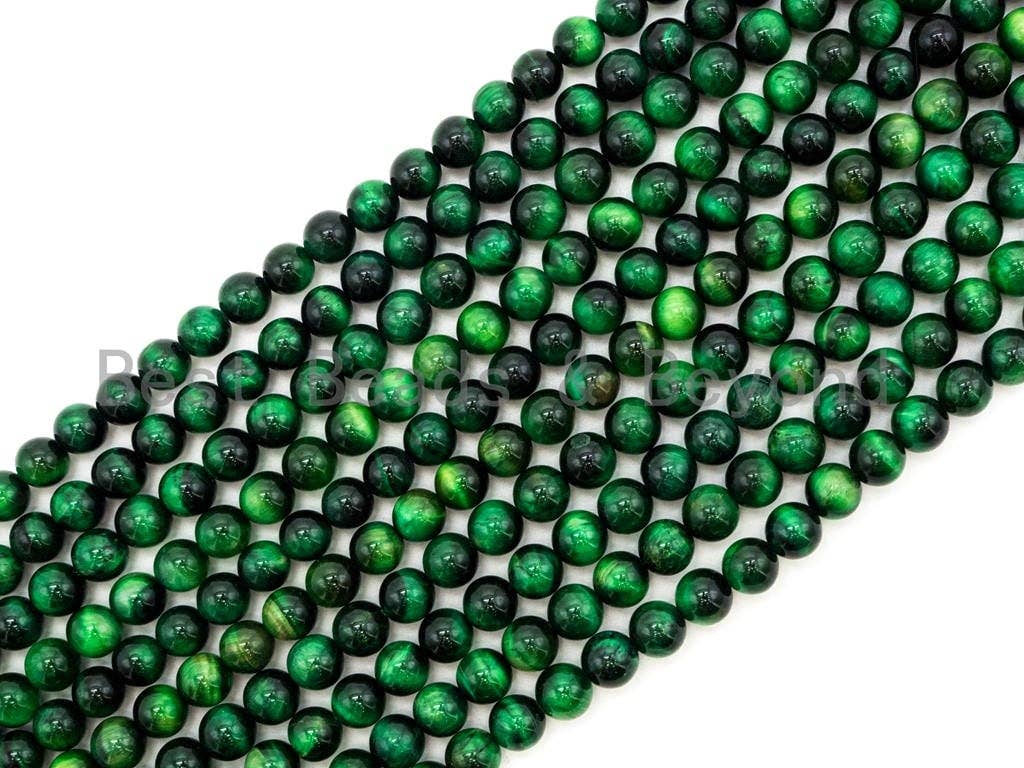 High Quality Natural Green Tiger Eye Round  Beads, 4mm/6mm/8mm/10mm/12mm/14mm Round Beads, Green Tiger Eye, 15.5'' Full strand, SKU#U68