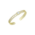 Clear CZ Oval Link Gold with Rectangle Diamond Bangle Bracelet, Sku#LD547