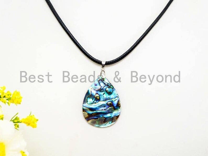Paua Abalone pendant, Focal Abalone Pendant Silver Finish, Teardrop/oval/Round/Diamond Shape Focal Abalone Charm, sku#R41
