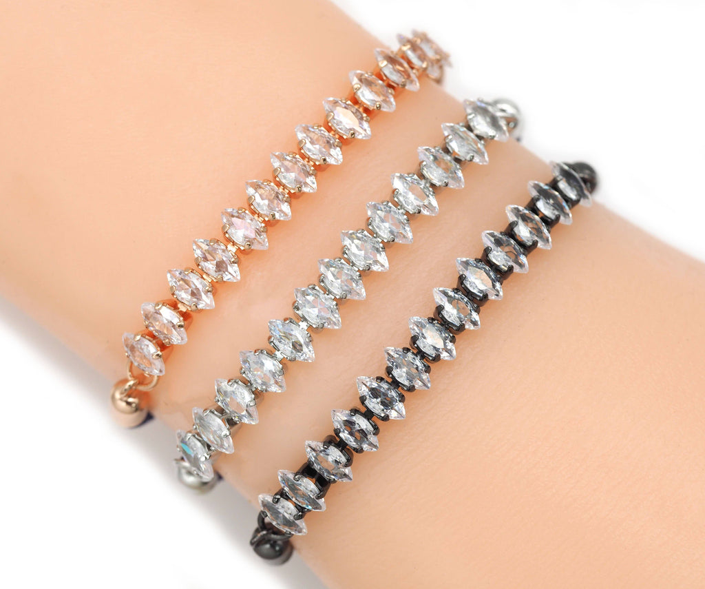 Horse Eye CZ Long Bar Charm, Sku#Y641