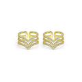 Gold CLear CZ Waveline Adjustable Ring, Sku#LD446