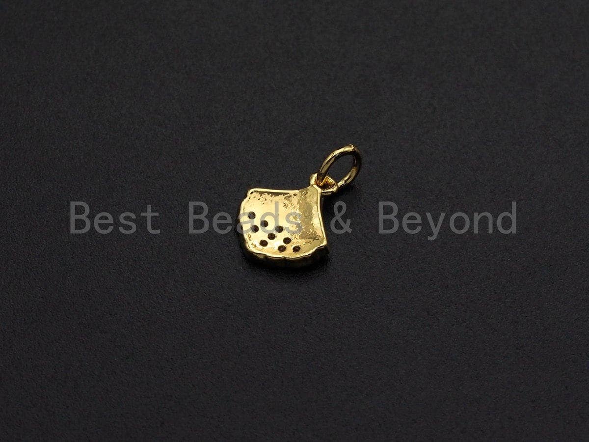 Clear CZ Micro Pave Scallop Shape Pendant Charm, Cubic Zirconia Sea Shell Charm, 10x12mm,sku#Z860
