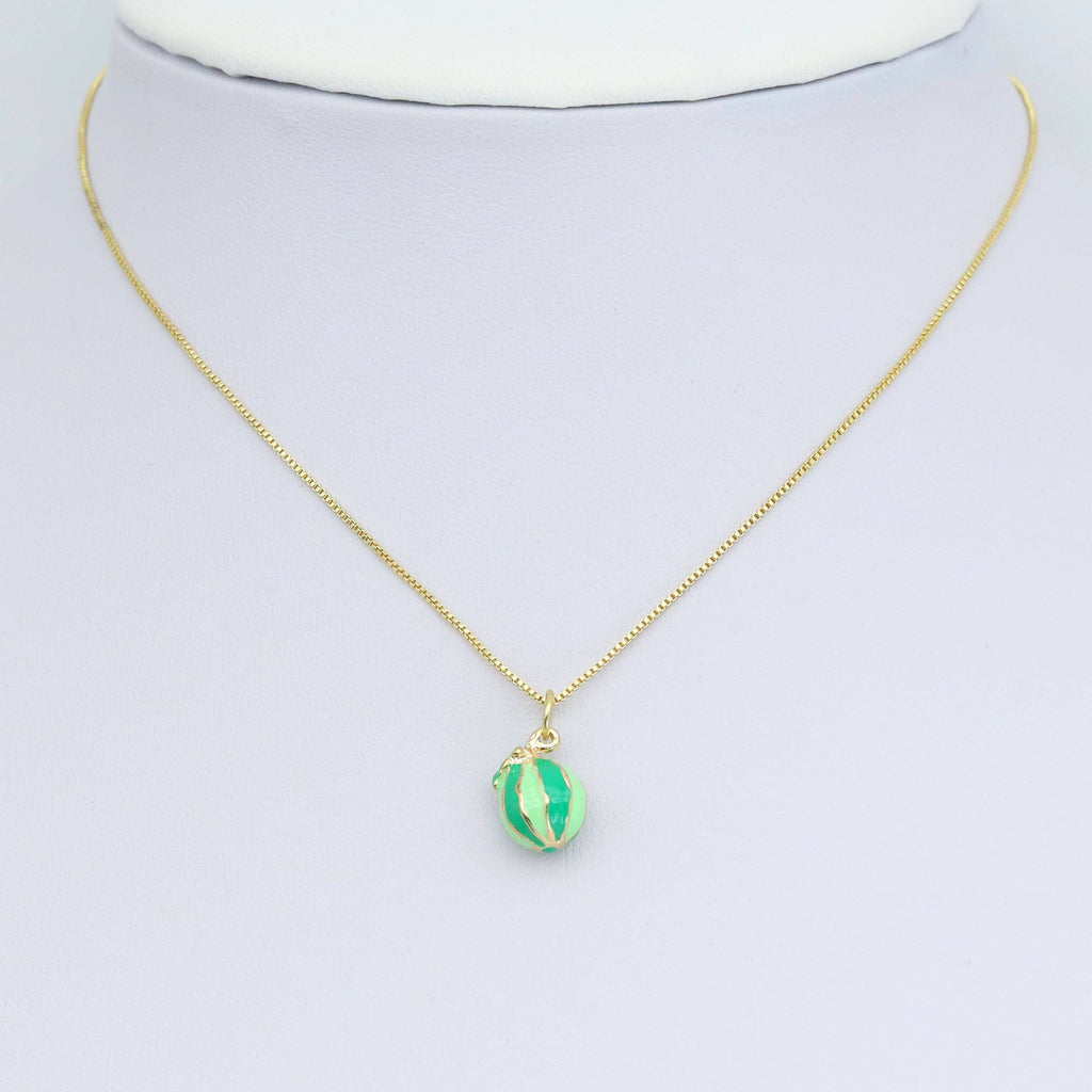Enamel Gold Melon Shape Charm Pendant, Sku#Y1010