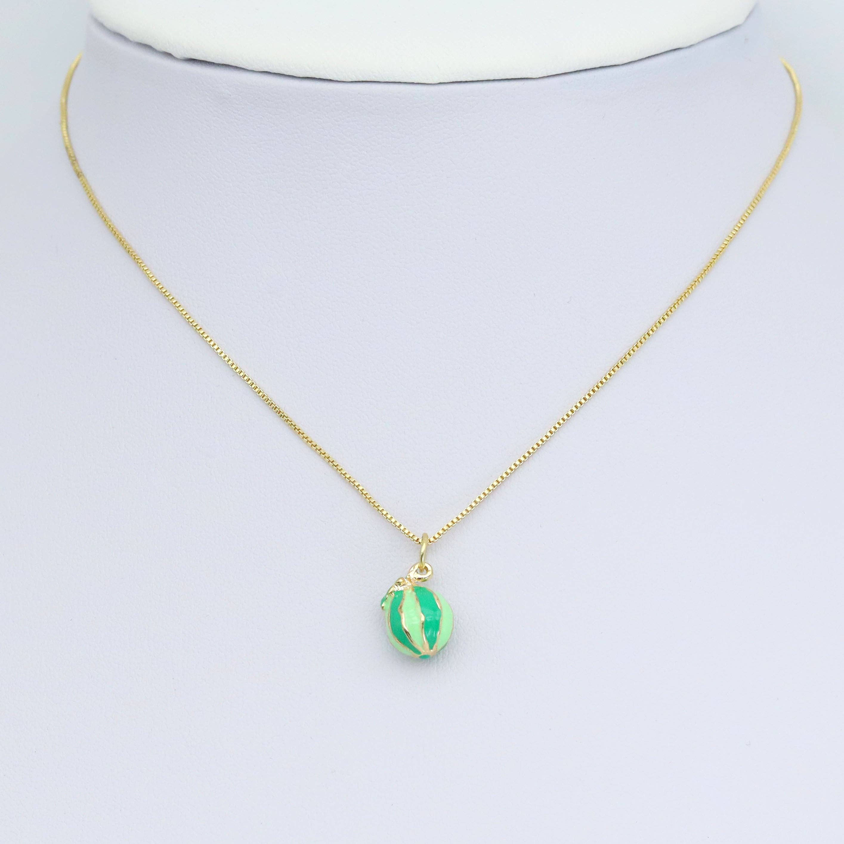 Enamel Gold Melon Shape Charm Pendant, Sku#Y1010