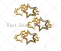 Colorful CZ Micro Pave Star Charm/Pendant, Bracelet Charm ,Star Pave Pendant, Multi Stars Connector,Gold plated Star ,18x30mm, Sku#LK112
