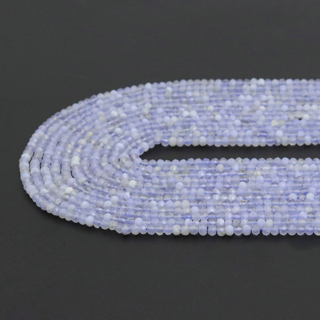 3x4mm Blue Lace Agate Rondelle Faceted Beads, Sku#U1940