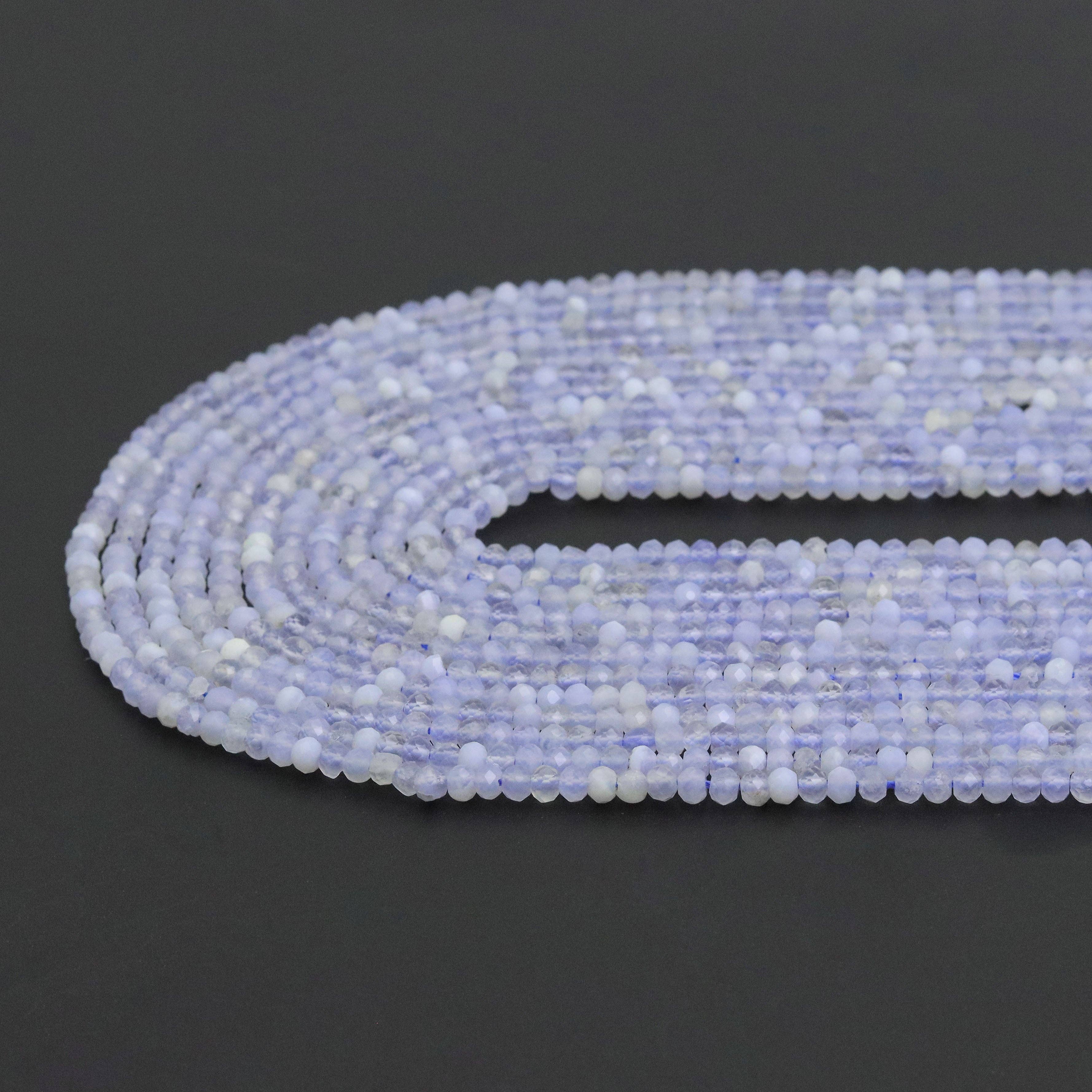 3x4mm Blue Lace Agate Rondelle Faceted Beads, Sku#U1940