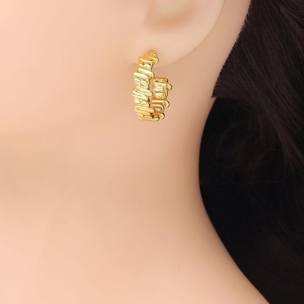 Wave rectangle bar hoop Earrings, Sku#LX678