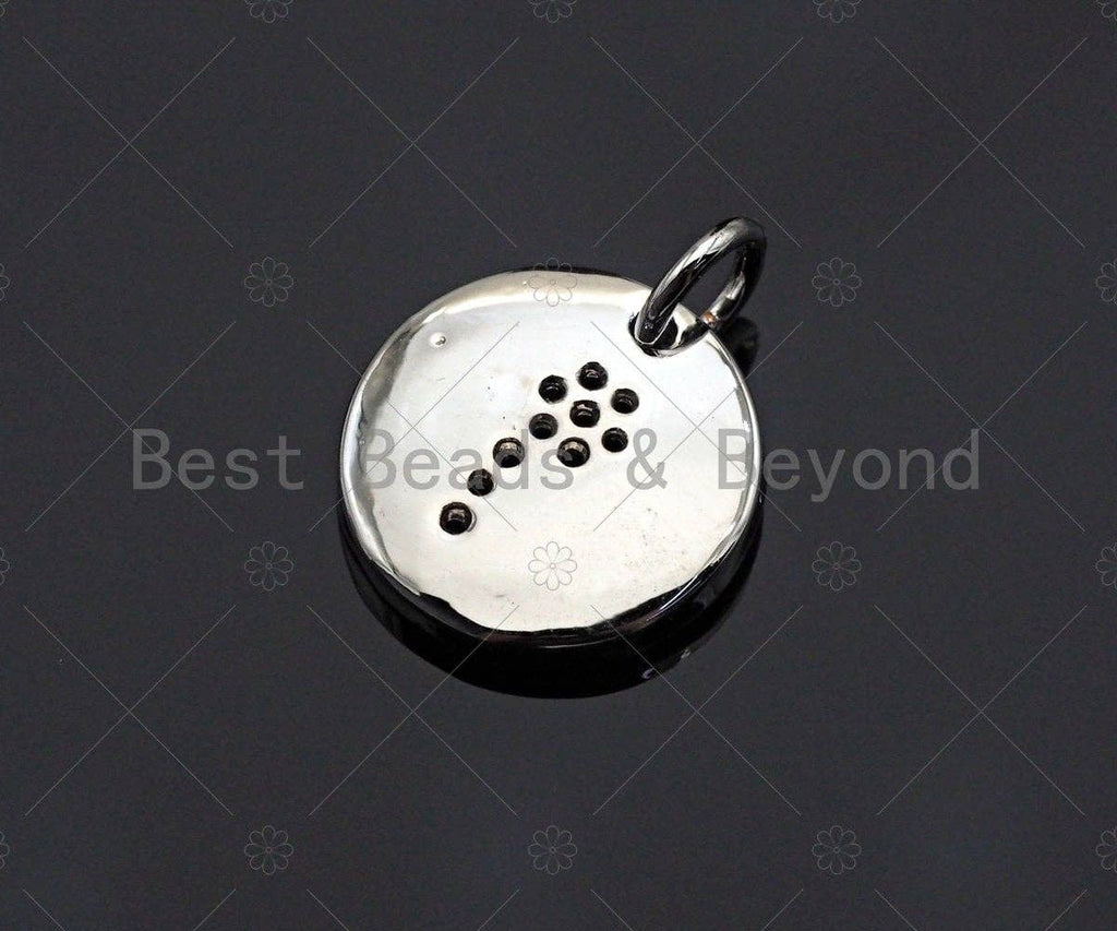 CZ Micro Pave Coconut Tree  on Disc Pendant/Charm, Sku#L320