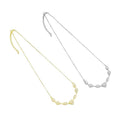 Gold Chain Baguette CZ Heart Connector Pendant Necklace, Sku#A210